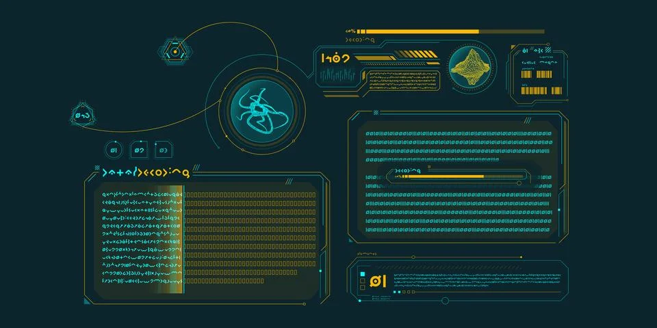 Sci-fi medical research program interface. 스톡 일러스트
