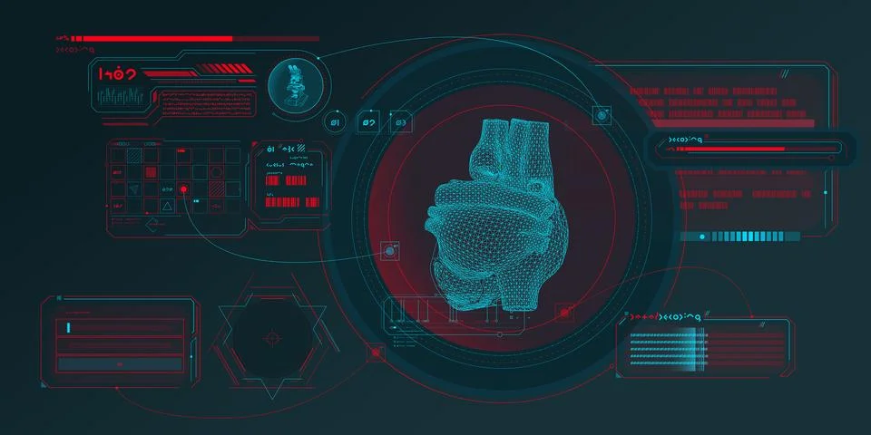 Sci-fi medical research program interface. 스톡 일러스트