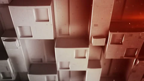 Sci-fi metallic wall panel 3D render seamless loop animation Stock Footage 128669529