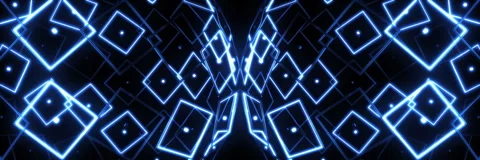 Sci-Fi Metallic Wireframe Cubes Perspective VJ Loop Stock Footage 340978428