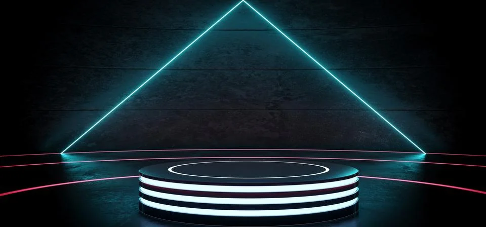 Sci Fi Modern Hi Tech Empty Podium Lighter Round Circle Stage In Dark Reflect Stock Illustration