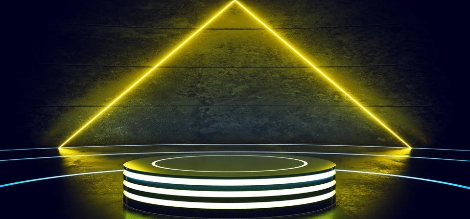 Sci Fi Modern Hi Tech Empty Podium Lighter Round Circle Stage In Dark Reflect Stock Illustration
