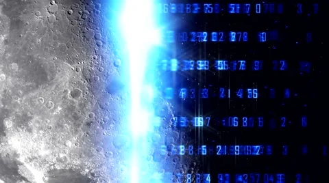Sci-Fi Moon Data Scan Animation Background / Motion Graphic Video stock 43734362