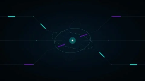 Sci-Fi Neon Atomic Structure: Abstract Cybernetic Technology Background Stock Footage 346552841