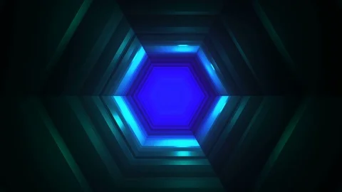 Sci-fi Neon Tunnel Lights Background - Glowing spiral animation Video stock 99653574