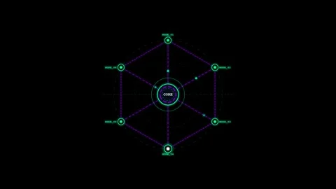 Sci-Fi Network Grid HUD Interface Loop Video stock 347409310