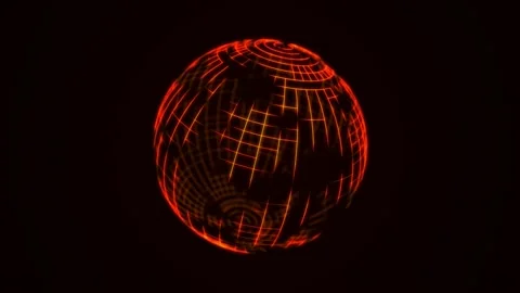 Sci-fi orange sphere with particles. Concept network connection. Frame sphere. Video stock 200767016