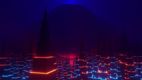 Sci-fi orb city rotating seamless loop 3d Stock Footage 164005746