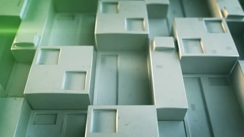 Sci-fi panel with cubic clusters 3D render seamless loop animation Stock Footage 109079738