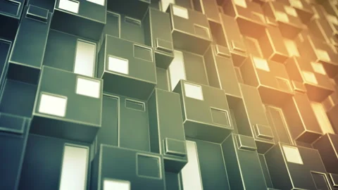 Sci-fi panel with cubic clusters 3D render seamless loop animation Stock Footage 124823775