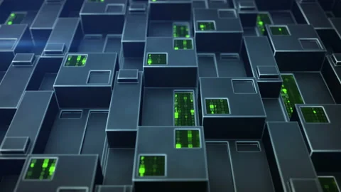 Sci-fi panel with hexadecimal code 3D render seamless loop animation Stock Footage 106721413