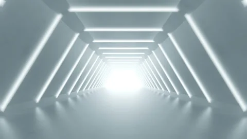Sci-fi passageway with fluorescent lights 3D render seamless loop animation Stock Footage 116616803