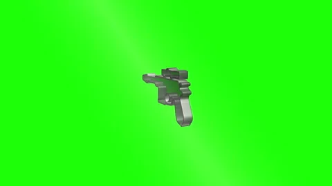 Sci-fi pistol with detachable scope on green background Stock Footage 312113649