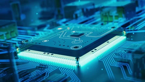 Sci-fi processor chip with x-ray electronics Stock Footage 341882177