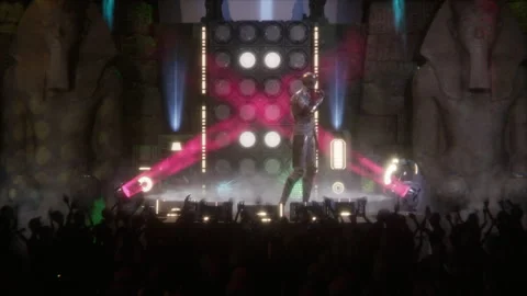 Sci-fi queen mummy delivers an electrifying concert Stock Footage 294436065