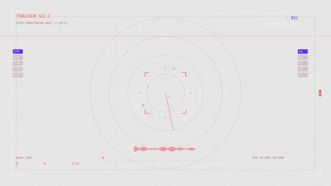 Sci-Fi Radar HUD Screen Loop with Rotating Sweep and Target Blips Stock Footage 337880468