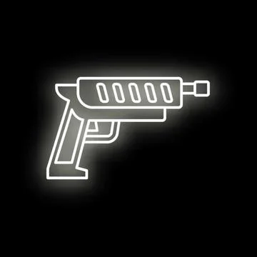 Sci fi ray gun glowing neon outline icon イラスト素材
