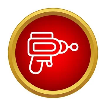 Sci fi ray gun icon inside red circle Stock Illustration