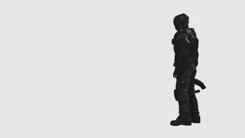 SCI-FI Recon Soldier Idle Casual In Transparent Alpha Background 04 Stock Footage 213786064