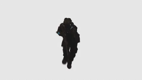 SCI-FI RECON SOLDIER SPRINT IN Transparent Alpha Background 01 Stock Footage 213838743