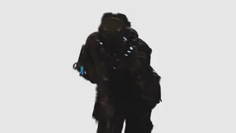 SCI-FI RECON SOLDIER SPRINT IN Transparent Alpha Background 02 Stock Footage 213846190