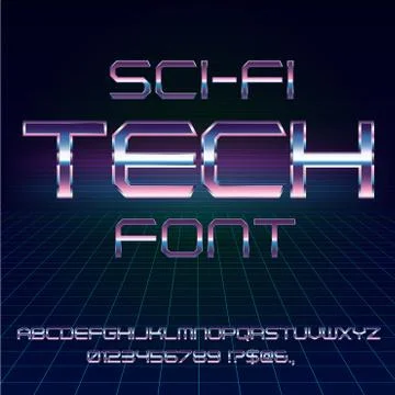 Sci-Fi retro font Stock Illustration