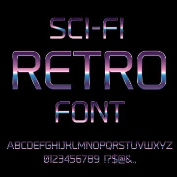 Sci-Fi retro font Illustrazione stock