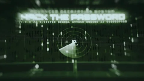 Sci-fi retro interface for hacking the password, ethical hacking concept Stock Footage 335882253