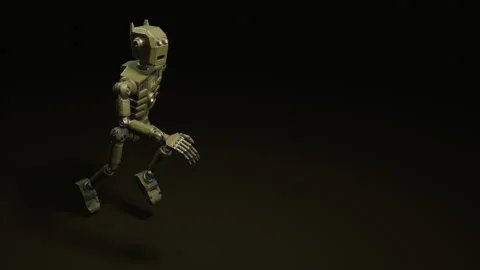 Sci-Fi retro robot running Video stock 154006064