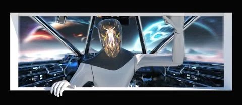 Sci-Fi Robot Breaking Through Screen 3D Naked-Eye Spaceship Background 库存影片 331898918
