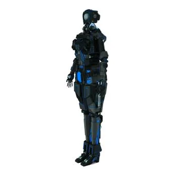 Sci fi robot dark light on white background Illustrazione stock