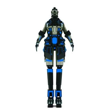 Sci fi robot dark light on white background Stock Illustration