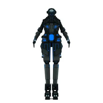 Sci fi robot dark light on white background Stock Illustration