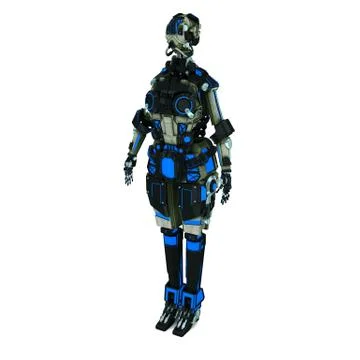 Sci fi robot dark light on white background Stock Illustration