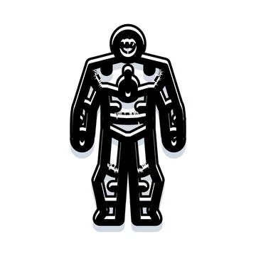 Sci fi robot warrior standing in armor exoskeleton Stock Illustration