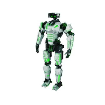 Sci fi robot on white background Stock Illustration