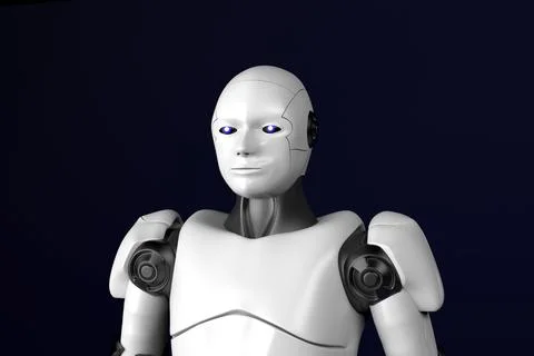 Sci-fi robot,android on black background,3d render. Stock Photos