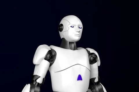 Sci-fi robot,android on black background,3d render. Foto stock