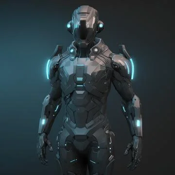 Sci-fi robotic exoskeleton armor with human operator inside, robot with neon  스톡 일러스트