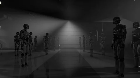 Sci Fi Robots, tanks, Spaceships &amp; Cryo Freeze Room Stock Footage 116983815