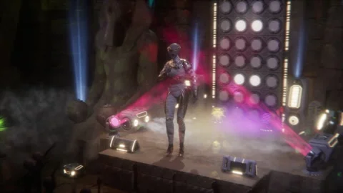Sci-fi rock concert featuring the queen mummy live Stock Footage 294458126