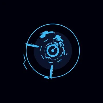 Sci fi round, abstract vector illustration for web design isolated on black. Stock Illustration