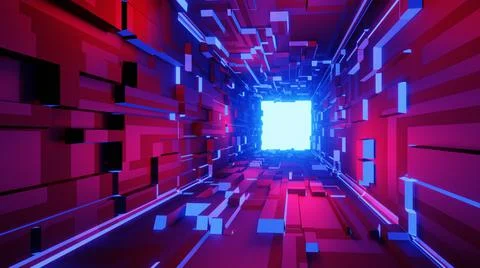 Sci-fi scene design. 3D rendering. Stock Illustration