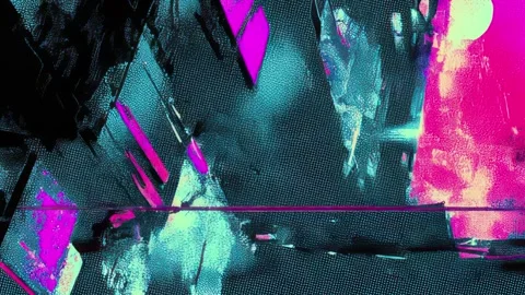 Sci-fi screen system with neon flickers and lines Stock Footage 309538279