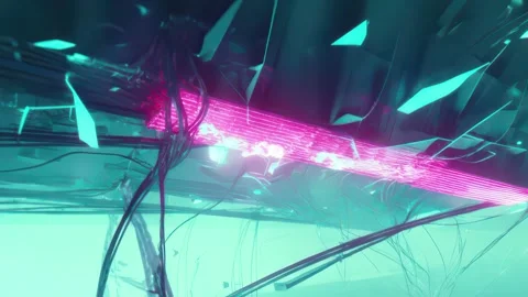 Sci-fi screen system with neon flickers and lines Stock Footage 309543567