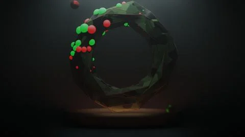 Sci-fi shape object with green and red color sphere growing effect Stock Illustration