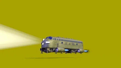 SCI FI SHUTTLE BUS TAKES OFF GREEN SCREEN Vídeos de archivo 74137393