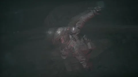 Sci-Fi Soldier and Stunt Jump to Endurance 03 Stock Footage 248519397