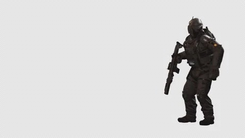 Sci-Fi Soldier Astronaut talk over Radio On Alpha Channel 01 Stock Footage 213291985