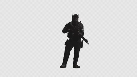 Sci-Fi Soldier with cinematic lighting on Alpha Channel Background 03 Stock Footage 217413552